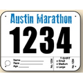 7.5"x5.75" Pin On Race Number with 2 Custom Tag